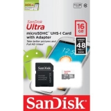 Карта пам'яті microSDHC  16Gb (Class 10)  SanDisk  UHS-I Ultra + SD адаптер