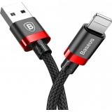 Кабель USB  AM to Lightning  1,0м  BASEUS  2.4A  чорний/червоний