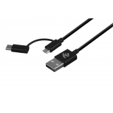 Кабель USB  AM to microUSB  1,0м  2E  2.4A  Black  + Type C