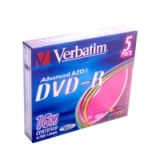 Диск DVD-R Verbatim  16x 4.7Gb Color Slim (43557)  ( 5шт.)