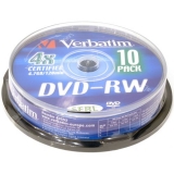 Диск DVD-RW Verbatim 4.7G Cake (10) (43552)