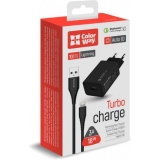 Зарядний пристрій ColorWay  1USB  Quick Charge 3.0 (18W)  чорний + кабель Lightning