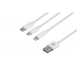 Кабель USB  AM to microUSB  1,0м  2E  White  + Type C + Lightning