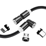 Кабель USB  AM to Lightning/Micro/Type-C  1,0м  ColorWay  3в1  Magnetic Rotation 540°  чорний