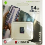 Карта пам'яті microSDXC  64Gb (Class 10)  Kingston  UHS-I  R100MB/s  Canvas Select Plus